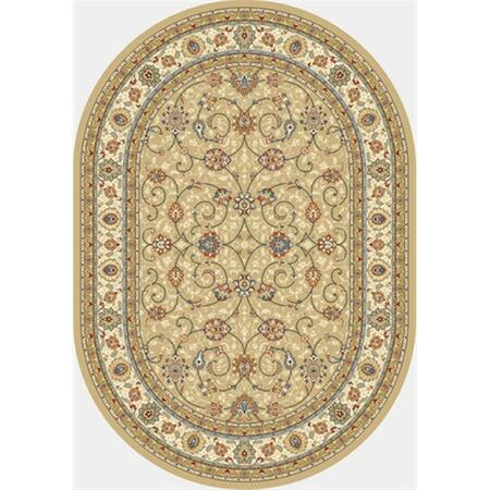 DYNAMIC RUGS Ancient Garden 6 ft. 7 in. x 9 ft. 6 in. Oval 57120-2464 Rug - Light Gold/Ivory ANOV71057120246